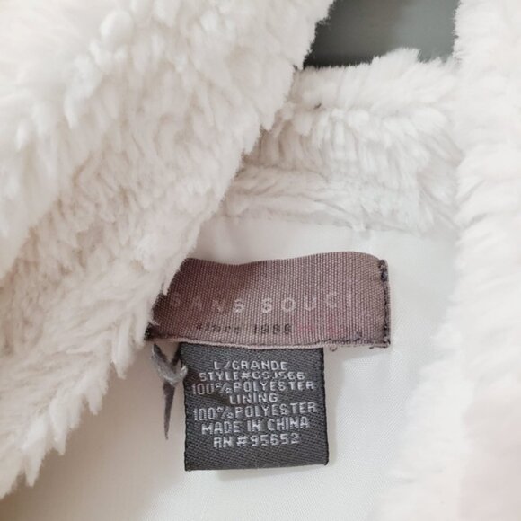 Sans Souci White Fleece Teddy Boxy Zip Streetwear Cozy Shacket L - Picture 6 of 7